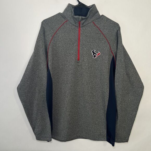 Houston Texans Antigua 1/4 Zip Pullover Jacket Mens Size Medium Gray Performance - Picture 1 of 12